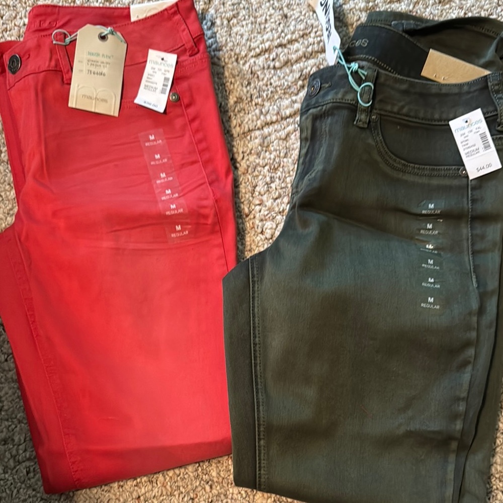 Women's Red and Green Jeans